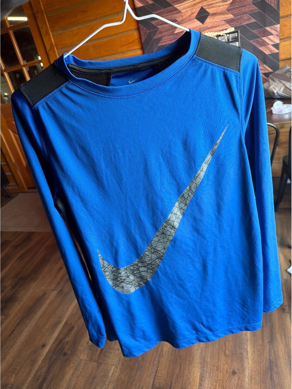 Nike Dri-FIT Long Sleeve Shirt XL Blue with Black Accents